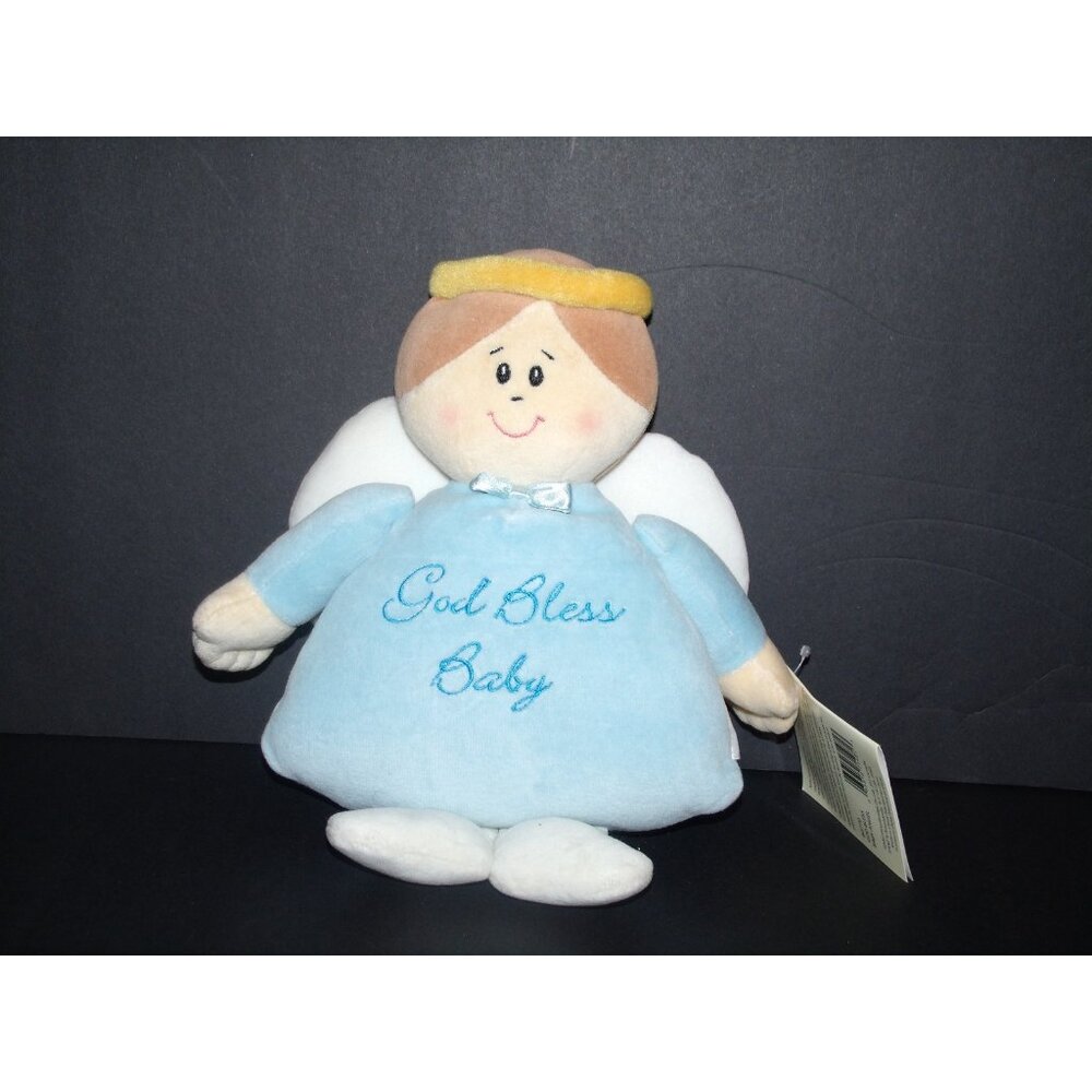 Baby Ganz God Bless‎ Baby Angel Blue Boy Plush Rattle 10 inch Nursery Toy